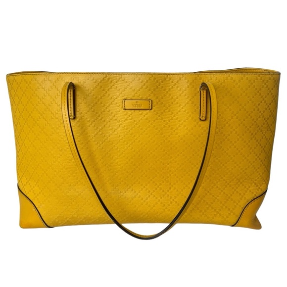 Authentic GUCCI Diamante Bright Yellow Tote Bag Handbag - Picture 3 of 14